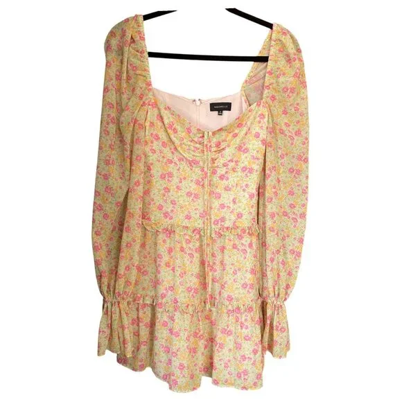 MAJORELLE Apple Mini Dress in Pink Lemonade Floral Flirty SZ XXS Coquette Fairy - Picture 2 of 11